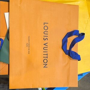 Louis Vuitton Tangerine Bag with Cobalt Handles